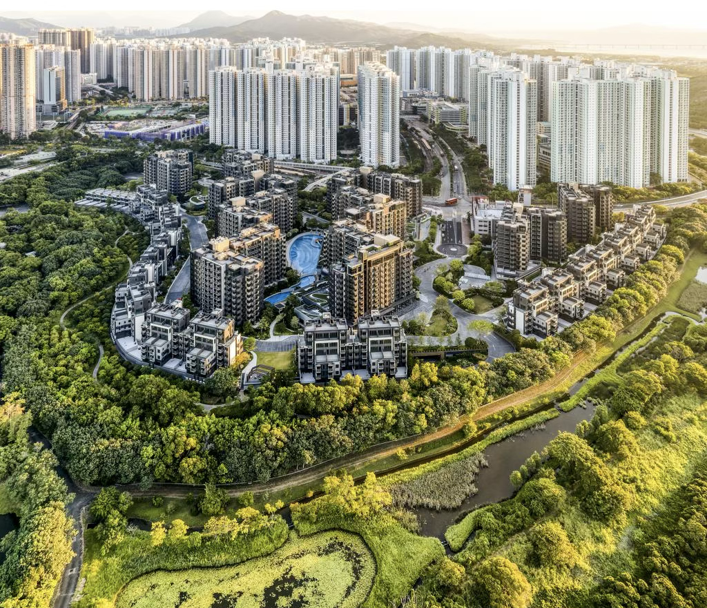 Aerial view of contemporary community development